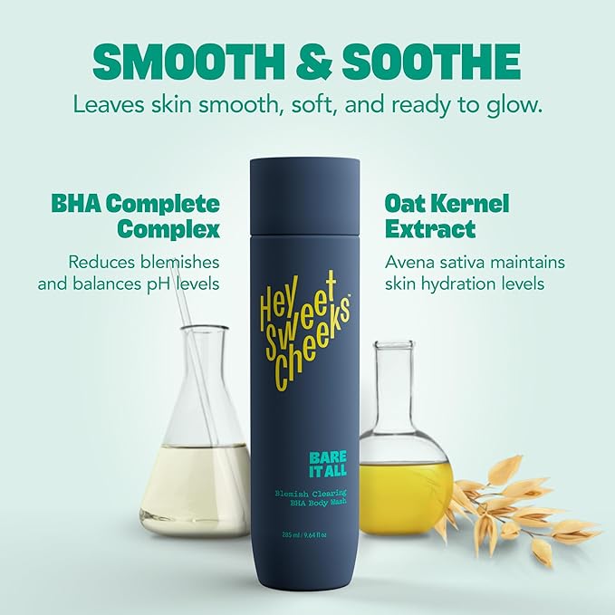 Bare It All BHA Salicylic Acid Body Wash with Oat Milk, Blemish Body Wash for Back Blemishes, Bacne, Cleanser for Clear, Smooth Skin 9.64 oz