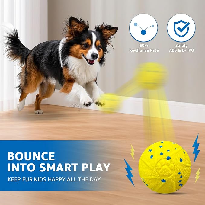 Dolita Interactive Dog Toy with Remote 3 Modes Moves Vibrating Ball, Self Bouncing Dog Ball, Smart Automatic Rolling Ball, E-TPU Material for Large/Medium Dogs