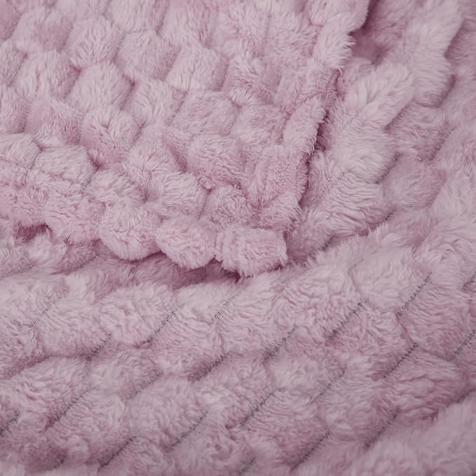 Puncuntex Light Purple Throw Blanket 50"×60" Fuzzy 3D Jacquard Decorative | Flannel Fleece Super Soft Plush Cozy Blanket for Couch Sofa Chair Lightweight