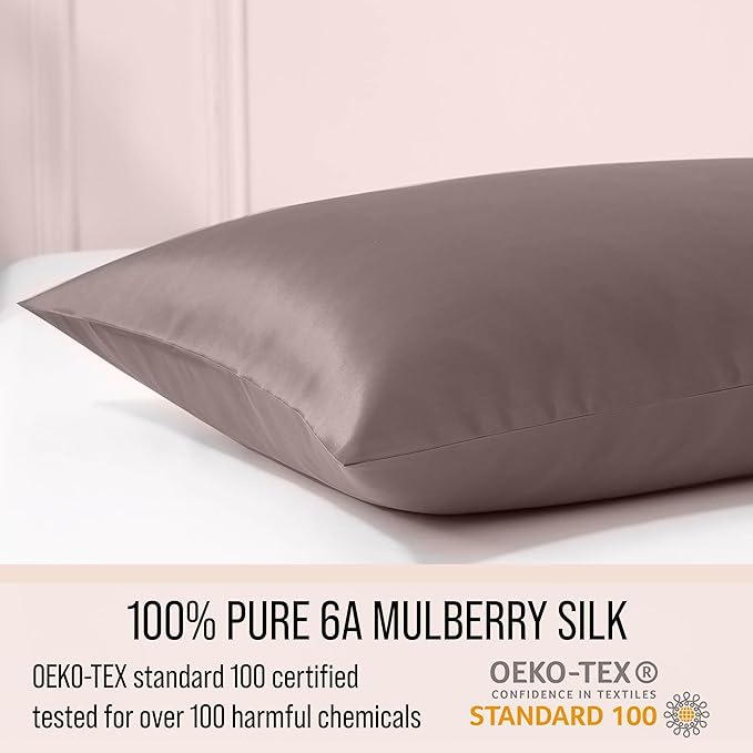 Bella Coterie Luxury Silk Pillowcase for Hair and Skin | 30 Momme | 100% Pure 6A Mulberry Silk | Super Soft | Perfectly Plush [King, Mocha]