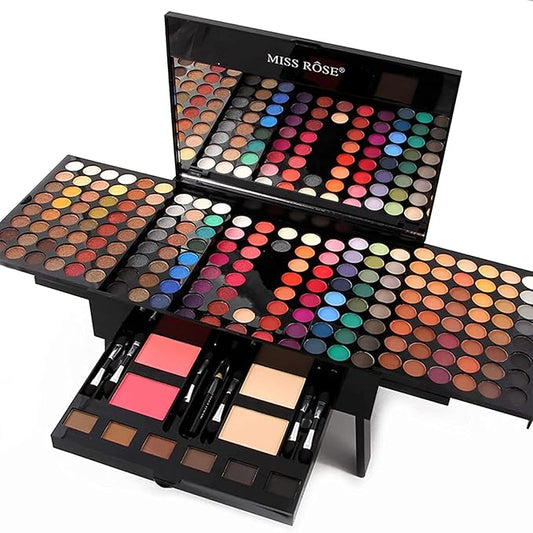 MISS ROSE 190 Colors Cosmetic Make up Piano Box Set,Combination with Eyeshadow /Facial Blusher /Eyebrow Powder /Eyeliner Pencil /Mirror,All-in-1 Makeup Gift Set (Color B)