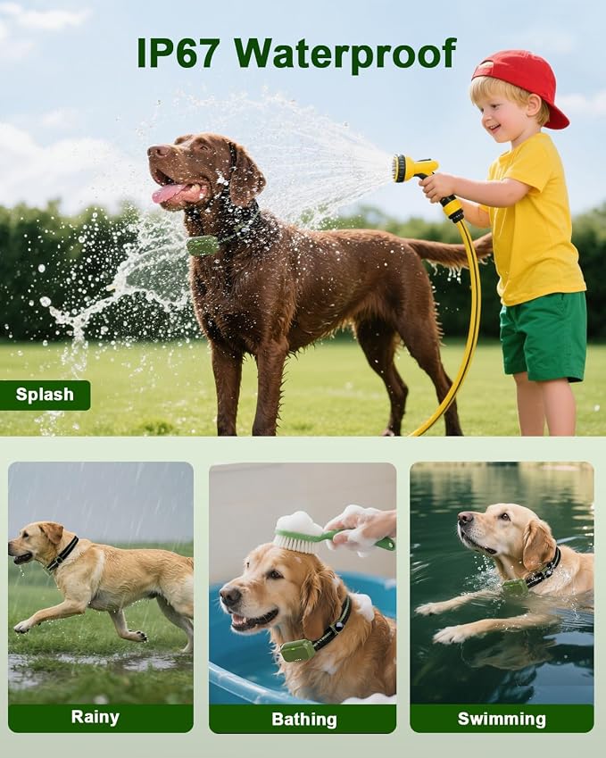 Shock Collar for Dogs, Dog Training Collar with Remote Control | IP67 Waterproof Receiver, Beep, Vibration, Safe Static Modes, Rechargeable，Adjustable Fit for 15–110 lb Dogs