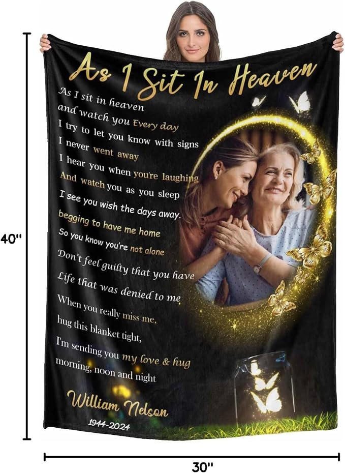Custom Memorial Blanket with Photo - Sympathy Gift for Loss of Loved One