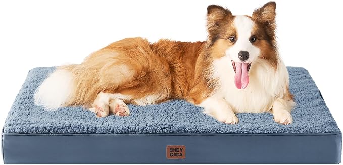 EHEYCIGA Orthopedic Dog Bed Large with Removable Washable Cover, 36x27 | Egg Crate Foam Support, Durable Oxford fabric, Non-Slip Bottom, Machine Washable, Soft Waterproof Plush Pet Bed Mat For Crate