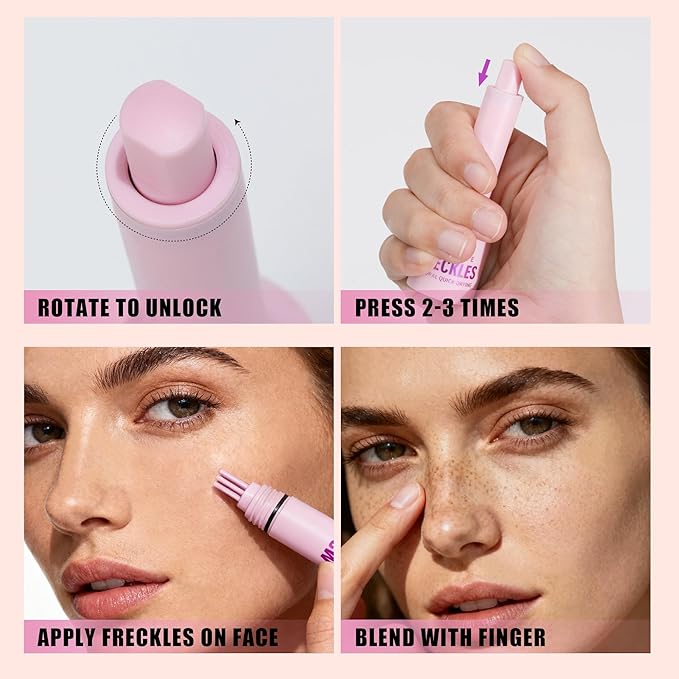 Freckles Stamp Pen – Waterproof Freckle Stamp, Long-Lasting 5-Point Faux Freckle Marker for Natural Sun-Kissed Makeup (#03 Shallower)