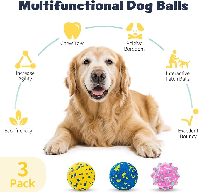 HIPPIH Dog Balls Tennis Balls, Dog Chew Toys for Aggressive Chewers ETPU