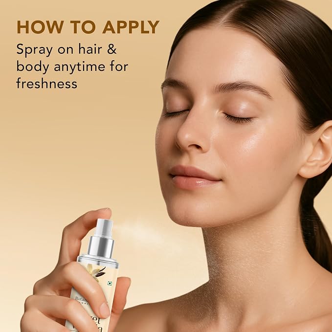 Botanic Hearth Vanilla Hair Perfume & Body Mist, Long-Lasting Hair Deodorizer & Body Scent for Women & Men, Alcohol-Free Clean Fragrance Hair Spray For Everyday Wear, All Day Freshness, 3.4 Fl Oz
