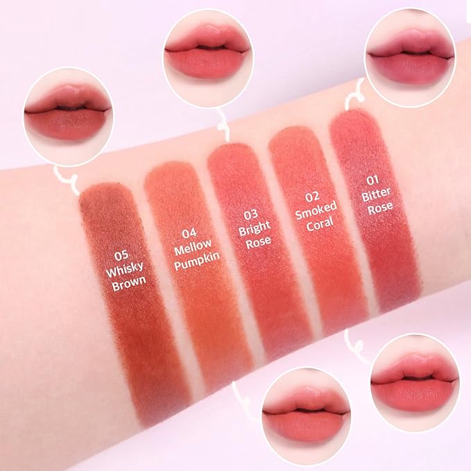 bom Cloud Blur Touch Lipsticks Light Coral Long Lasting Strong Coral Lipstick Velvet Texture 2 Smoked Coral