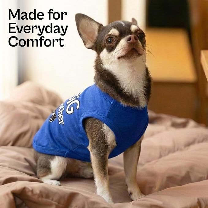 Parisian Pet Dog Shirt – 100% Cotton Shirts for Large Dogs – Blue Sleeveless Pet Clothes – Lightweight and Breathable Dog Apparel – Boy Big Brother Dogs Clothes - Stretchy Pet T Shirts