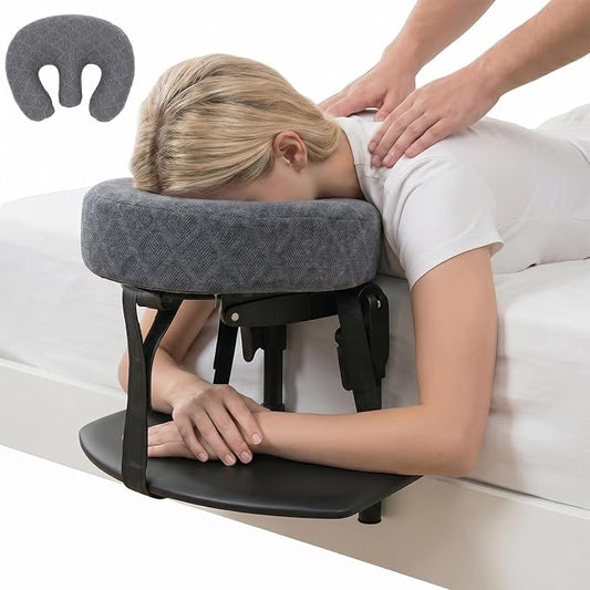 Massage Headrest for Bed, Massage Face Cradle for Bed, Adjustable 18" Height Massage Head Holder, for Home Salon Spa, Comfortable Face Down Pillow