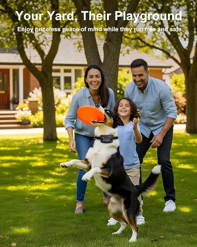 Wireless Dog Fence System - 2-in-1 Pet Containment & Training Collar with Accurate Boundary Control, IPX6 Waterproof and Rechargeable, for Large & Medium 1 Dogs Black