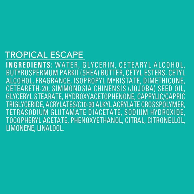 Jergens Shea Fusion Tropical Escape Body Lotion, Scented Lotion, Moisturizing Body Lotion made with Shea Butter and Vitamin E, 14 fl oz