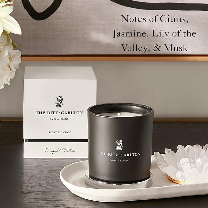 The Ritz-Carlton Candle - Amelia Island - Tranquil Waters - Gift Boxed - Notes of Citrus, Jasmine, Lily, Musk - 9oz