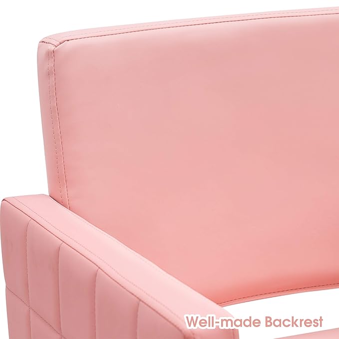 BarberPub Salon Chair for Hair Stylist, Hydraulic Stylist Chair, Adjustable Height, PVC Leather, 360 Degrees Swivel, Barbershop, Home Salon, Adult 8821 (Pink)