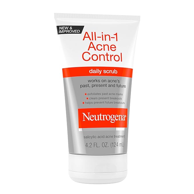 Neutrogena All-In-1 Acne Control Daily Face Scrub to Exfoliate and Treat Acne, Salicylic Acid Acne Treatment, 4.2 fl. oz