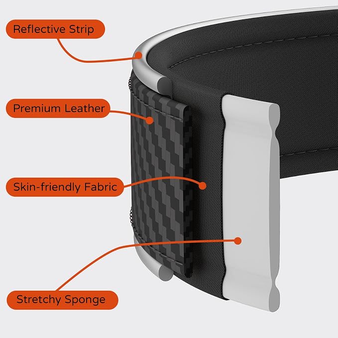 Leather AirTag Dog Collar, Magnetic Buckle, Reflective, C-Black M