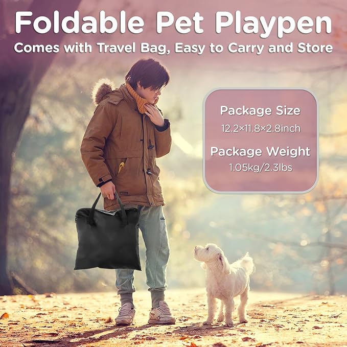 Paw Ballet Foldable Pet Kitten Playpen, Upgrade Waterproof Portable Cat Dog Playpen Kennel Tent for Dog Cat, Retractable Shade Cover with Free Carrying Case, Indoor Outdoor Use for Small Pet.