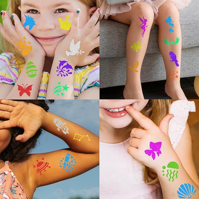 Temporary Tattoo Markers for Skin, 12 Metallic Markers Assorted Colors + 160 Tattoo Stencils for Kids Adults Women Men Body Marker Set