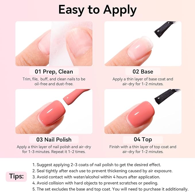 Neutral Nail Polish Set, 6 Colors Nude Beige Creamy Dusty Pink Fingernail Polishes All Seasons, Opaque, Rapid Dry Natural Nail Art Manicure Salon DIY at Home for Women