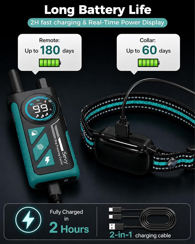Sevy Buzzy 2-in-1 Dog Bark Collar & Dog Shock Collar with Remote for 2 Dogs