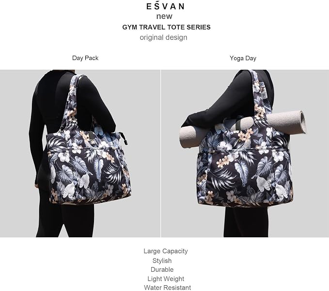 ESVAN Yoga Tote Bag Mat bag Women Shoulder Bags Carryall Tote for Travel Office Workout Gym Nurse Beach