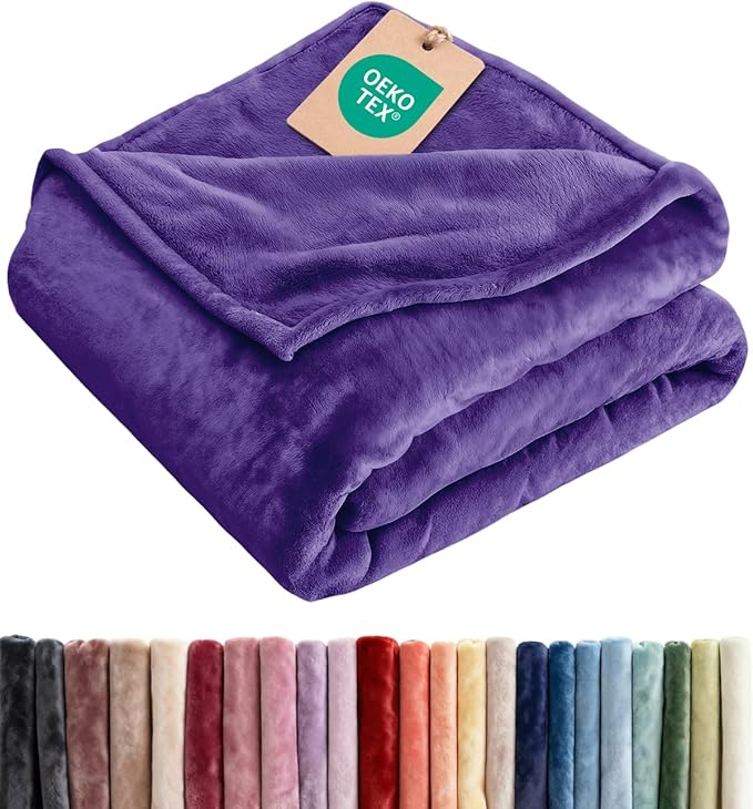Fleece Blanket Queen Size - Ultra-Soft Flannel Fleece Blanket - Purple Haze | Soft, Warm, Outdoor Picnic Blanket for Camping, Travel, Lightweight, Cozy, Anti-Static, Home Decor Gifts for Men & Women