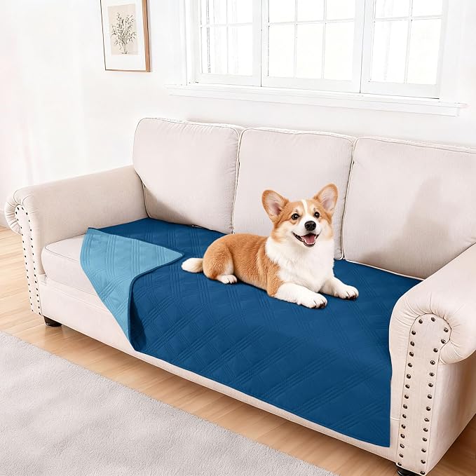 Waterproof Reversible Dog Blanket, Soft Couch Cover for Dogs Washable | Dual-Sided Waterproof Pet Bed Blanket, Resist Stains Spills & Pet Hair, Practical Furniture Protector For Pets, Size 40"x80"