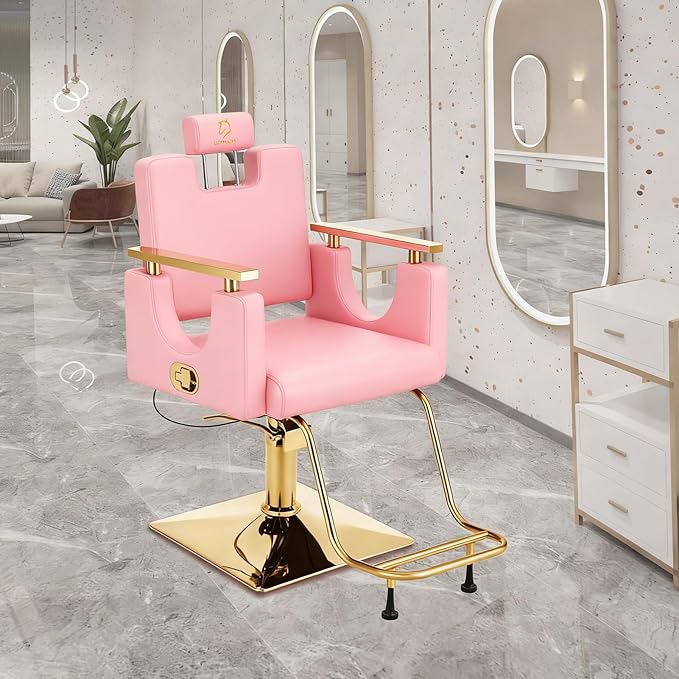 Heavy Duty Barber Chair, 360° Swivel Reclining Salon Chair for Hair Stylist, Height Adjustable Hydraulic Hairdressing Chair with Footrest for Barber Shop, Beauty Salon, Hairdressers