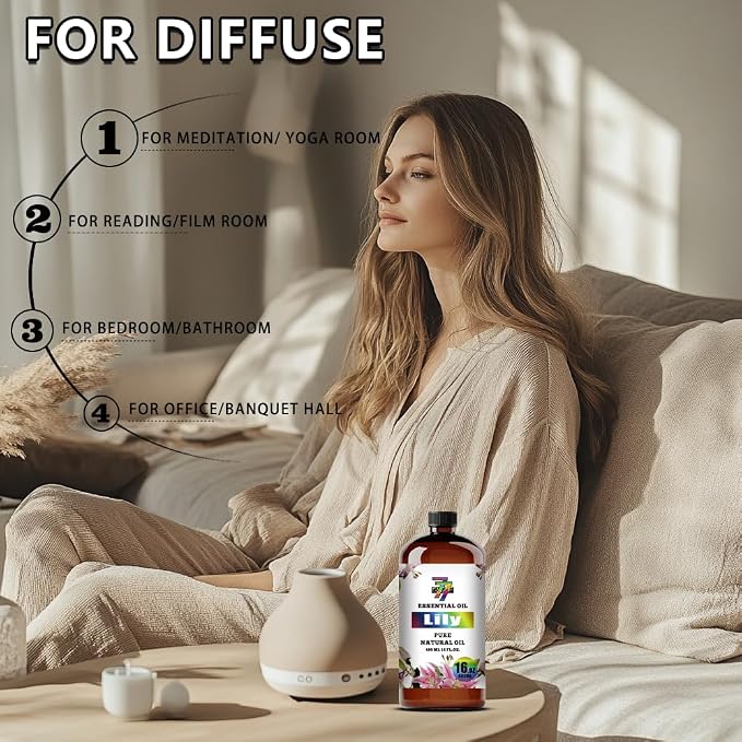 Lily Essential Oil 16fl oz Diffuser DIY Candle Soap | Aroma; Natural; Humidifier Safe; Home Office; Yoga; Gift; Floral Scent; Cleaning; Fresh; Multipurpose; Lily Fragrance Oil