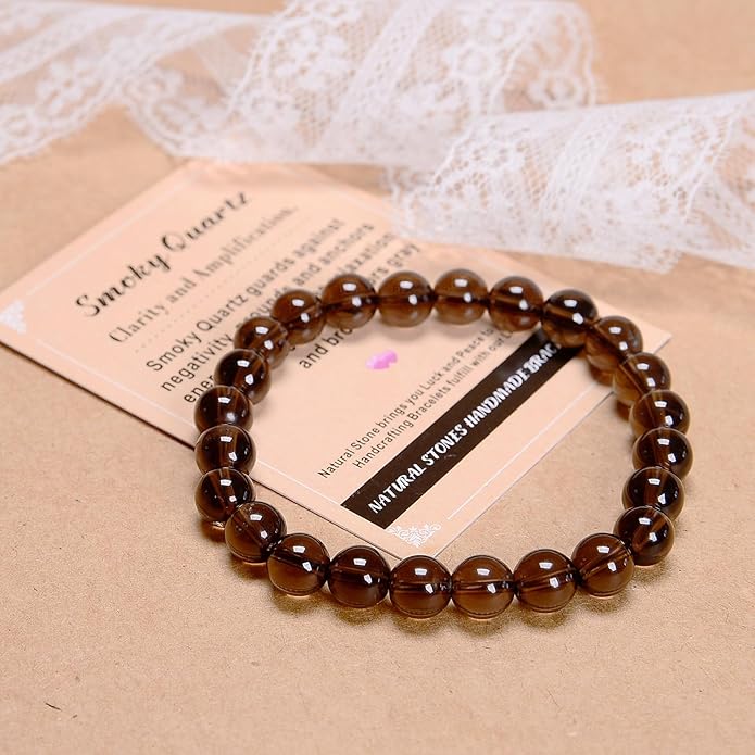 AD Beads Handmade Gemstone Stretch Elastic Bracelet Crystal Healing Reiki Nature's Beauty and Spiritual Essence Unisex