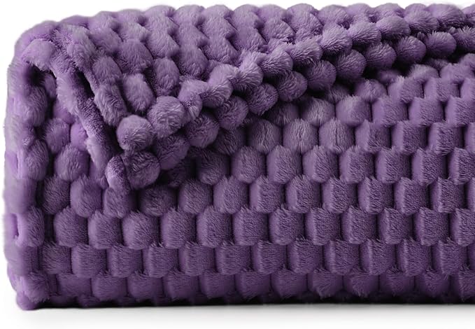 BEDELITE Purple Twin Blanket for Couch, Soft Cozy Gifts for Women, 60 * 80 | 3D Jacquard Decorative Fleece Blanket, Super Soft Plush Throws, Cute Birthday Gift for Women & Men, Suitable for All Seasons