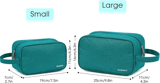 Narwey Travel Toiletry Bag for Women Traveling Dopp Kit Men Travel Bag for Toiletries Cosmetic Bag Makeup Bag Medicine Bag for Traveling (Teal)