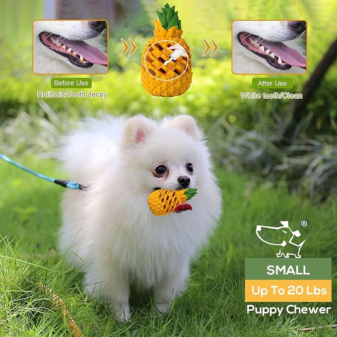 Indestructible Pineapple Dog Toy - Small Aggressive Chewers Training | Heavy Chew, Treat Dispenser, Power Chewer, Durable Puzzle, Tough Interactive, Easy Clean
