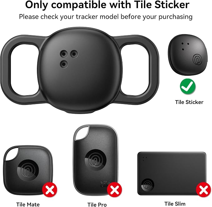 DDJ 2-Pack Cat Collar Case for Life360 Tile Sticker (Smallest Tracker)–NOT for Tile Mate/Pro–Silicone Protective Holder for Dog/Pet Collar, Ultra Durable, Easy Installation, Lightweight, Black