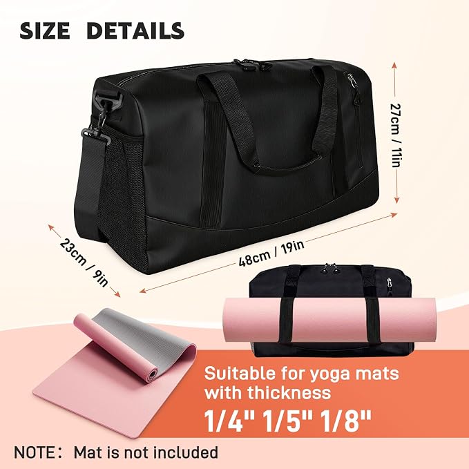 Yoga Mat Bag, Gym Workout Bag with Water Bottle Pocket, Pilates Bag for Women with Wet & Dry Pocket, Yoga Bags and Carriers Fits All Your Stuff, Yoga Tote Bag for Sports Travel Office