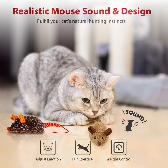 Gigwi Automatic Moving Cat Mice Toys 2 Pack, Interactive Chase Toys for Cat