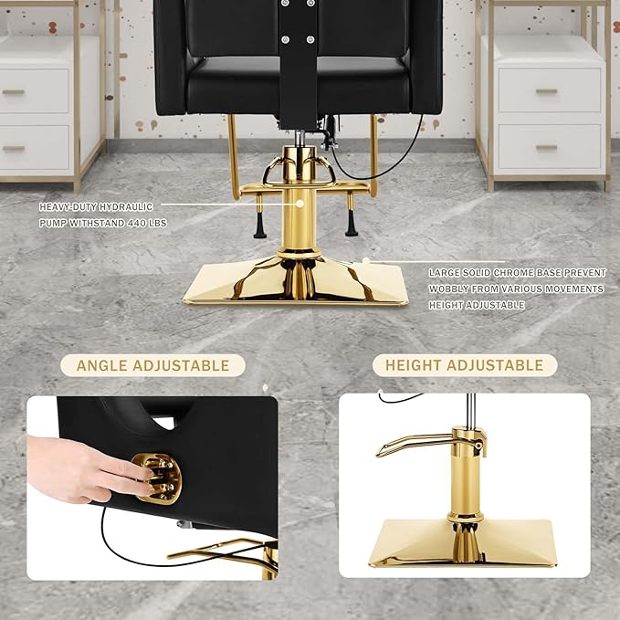Heavy Duty Barber Chair, 360° Swivel Reclining Salon Chair for Hair Stylist, Height Adjustable Hydraulic Hairdressing Chair with Footrest for Barber Shop, Beauty Salon, Hairdressers