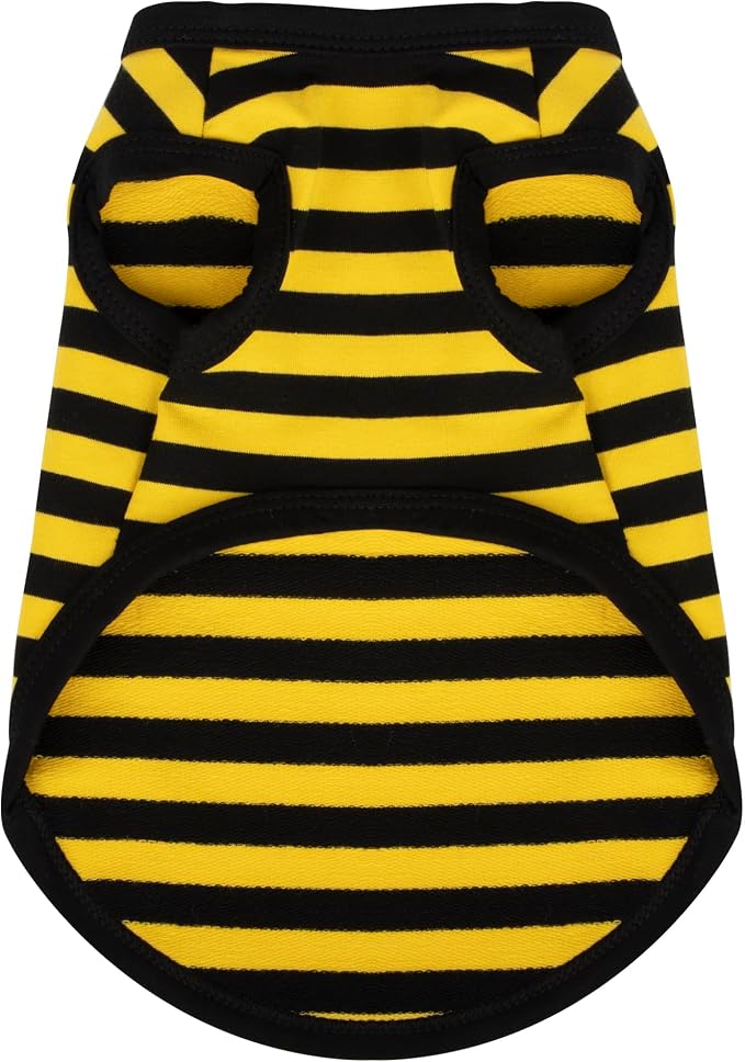 Dog Striped Shirt Happy Color Cotton Sleeveless Puppy Shirts Breathable Pet Apparel Tank Top Colorful Puppy Sweatshirt Clothes for Small Medium Dogs Yellow M