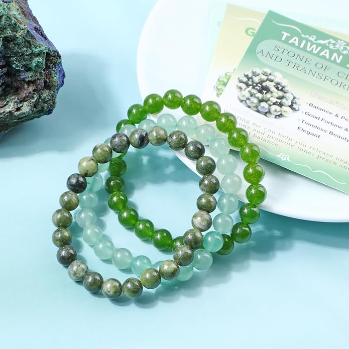 NCB 2.3-Piece 4mm Natural Crystal Gemstone Stretch Bracelets – Handmade Reiki Energy Healing Jewelry for Meditation,Yoga, Unisex