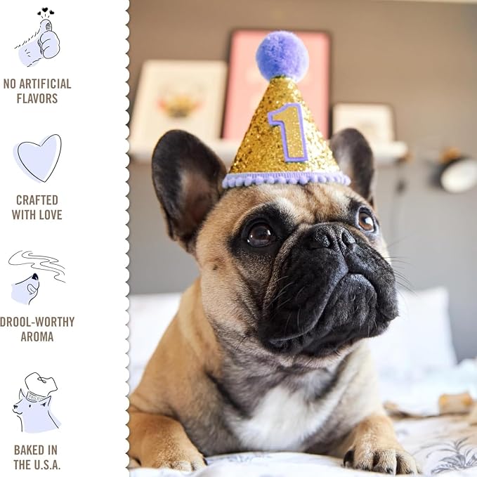 Three Dog Bakery Lick'n Crunch! Dog Treats - 13 oz | Birthday Confetti Sandwich Cookies - Crunchy Treats with Birthday Cake Creme