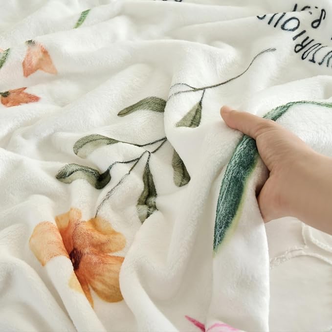 Beige Christian Blanket with God Says You are & Floral Design, Inspirational Religious Gifts for Women - Faith Based Throw Blanket for Mom, Friend, Birthday