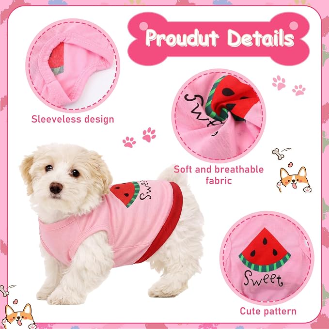 6 Pieces Dog Shirt Puppy Sweatshirt Pet Sleeveless Vest Dog Clothes Doggy Female Apparel for Small to Medium Dogs Puppy Cat(Cute Patterns,M Size)