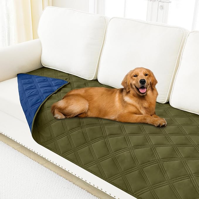 Smiry Waterproof Dog Bed Cover, Reversible Pet Blanket for Sofa Couch | Soft Washable Dog Blanket, Leakproof Couch Cover for Dogs Cats & Furniture Protection, 30x70, Green/Navy