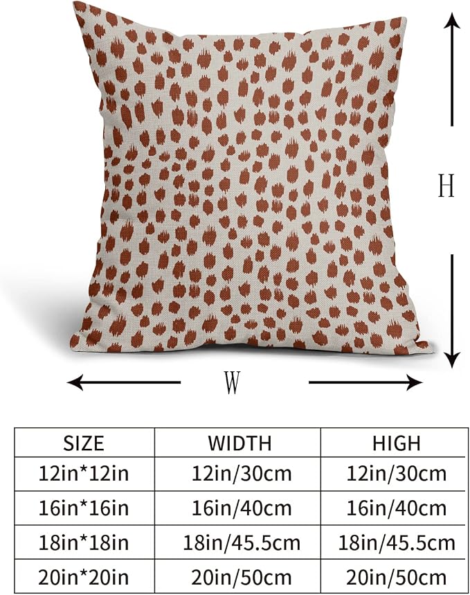 Burnt Orange Cream Pillow Covers 20x20 Set of 2 Boho Design Polka Dot Throw Pillows Modern Brush Strokes Print Decorative Outdoor Pillowcase Square Cushion Cover Linen Pillow Case for Sofa Couch Bed