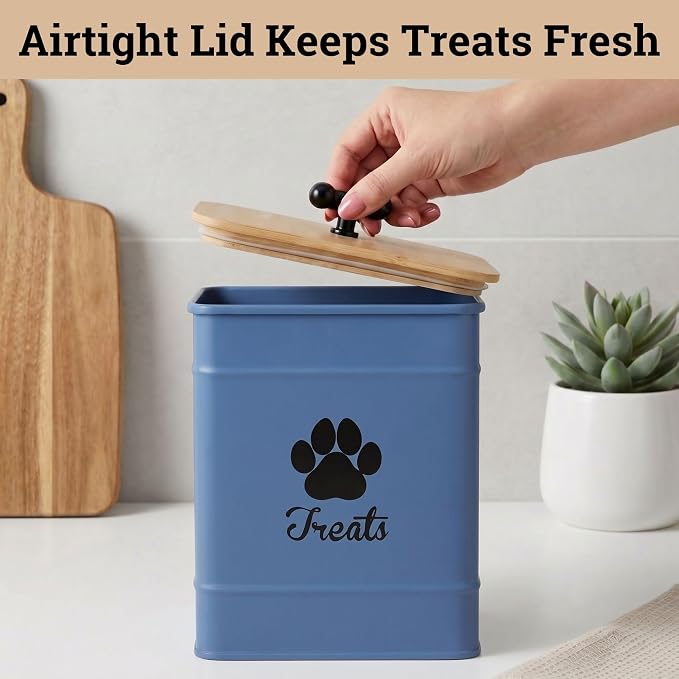 Dog Treat Container Airtight, 6"W x 8"H, Powder Coated, 12 Cup Capacity