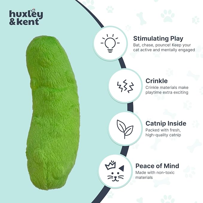 Huxley & Kent Plush Crinkle Catnip Cat Toy, Pickle
