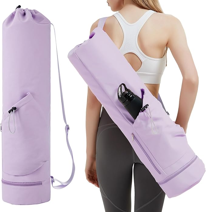 sportsnew Yoga Mat Bag with Water Bottle Pocket and Bottom Wet Pocket, Exercise Yoga Mat Carrier Multi-Functional Storage Bag, Patent pending