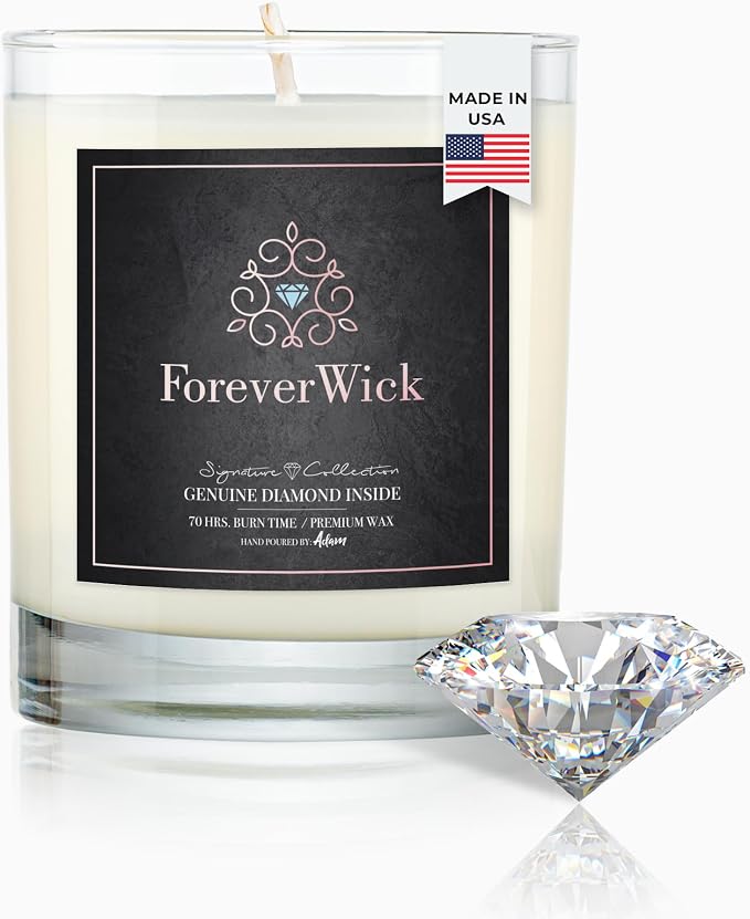 ForeverWick Surprise Candle with Diamond Inside | Foreverwick Candles | Scented Soy Candles Gifts for Women Anniversary Candle Wax | Romance Candles All-Natural Organic Soy Candle 14oz | 70h