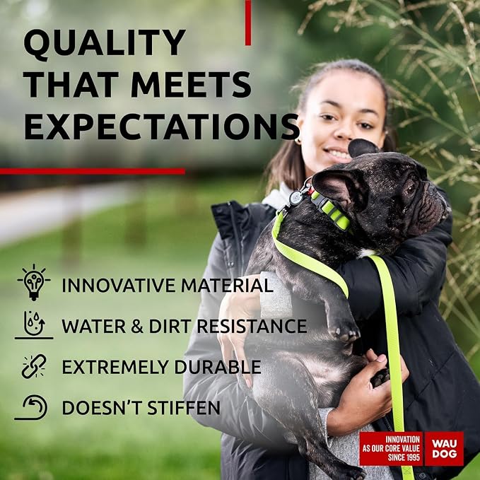 WAUDOG Waterproof Dog Collar Airtag Holder QR Tag Small Medium Large Dogs | Water and Dirt Resistant, Quick Dry QR Pet Tag Adjustable Durable Comfort for Male and Female Dogs Outdoor Walking Training