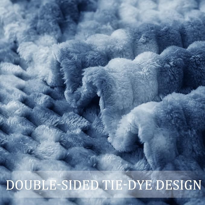 Exclusivo Mezcla 3D Fleece Twin Size Blanket for Bed, Tie-dye Blue | Extra Soft Fuzzy Plush Lightweight Bed Blankets, Cozy Fluffy Decorative Blankets for All Seasons, 90x66 Inches